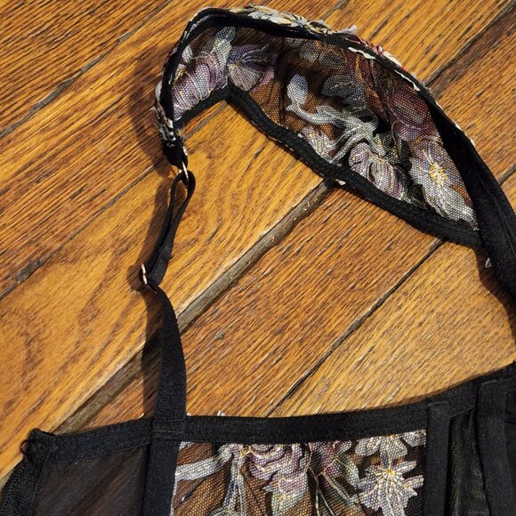 NEW 34D VICTORIAS SECRET dream angels black mesh|floral unlined bustier|corset - Picture 4 of 7